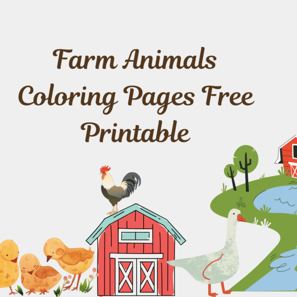 An image of a title page of farm animals coloring pages free printable.